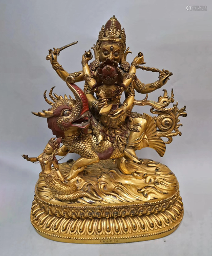 A CHINESE OR TABITAN VINTAGE BRONZE STATUE