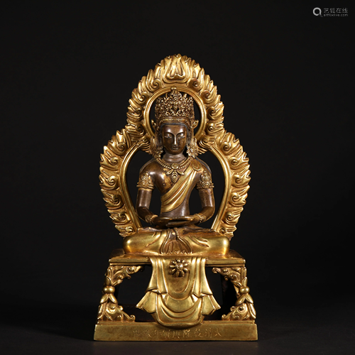 A CHINESE GILT BRONZE BUDDHA STATUE