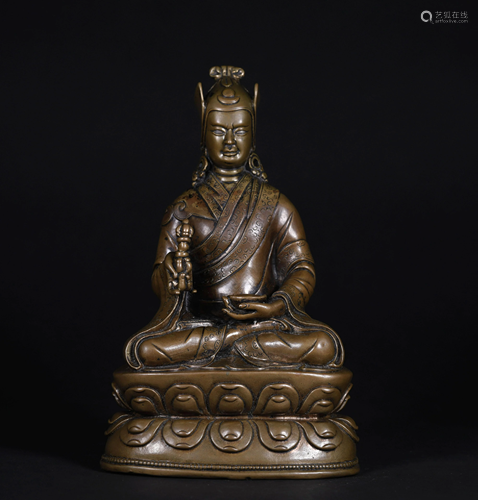 A CHINESE VINTAGE BRASS BUDDHA STATUE