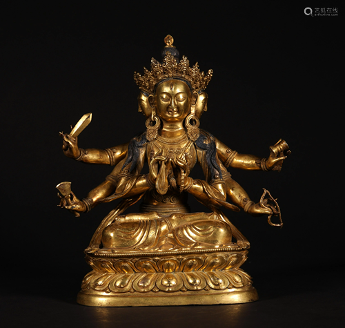 A CHINESE GILT BRONZE BUDDHA STATUE