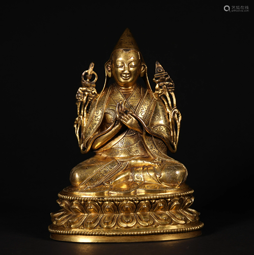 A CHINESE GILT BRONZE BUDDHA STATUE