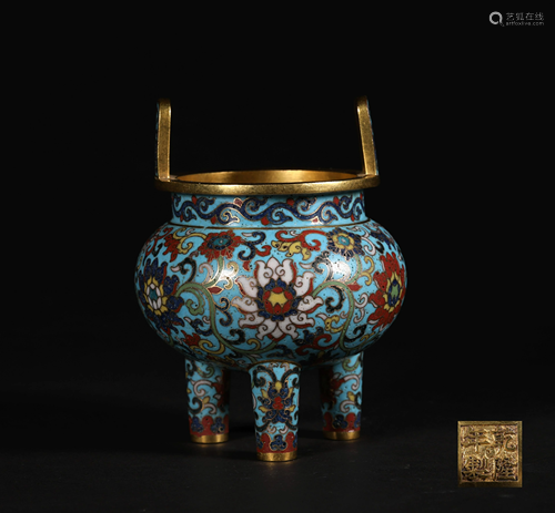 A CHINESE GILT CLOISONNE INCESE BURNER