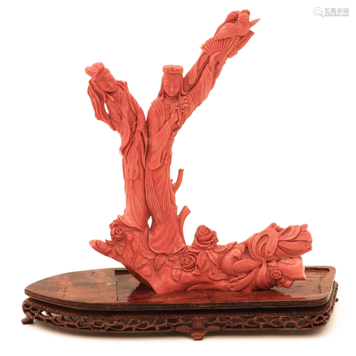 A Carved Red Coral Sculpture