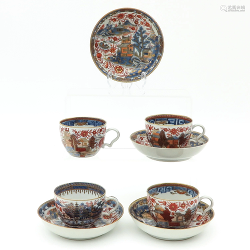 A Set of 4 Imari Cup sand Saucers