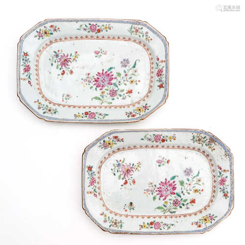 A Pair of Famille Rose Serving Trays