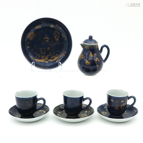 A Powder Blue and Gold Gilt Tea Service