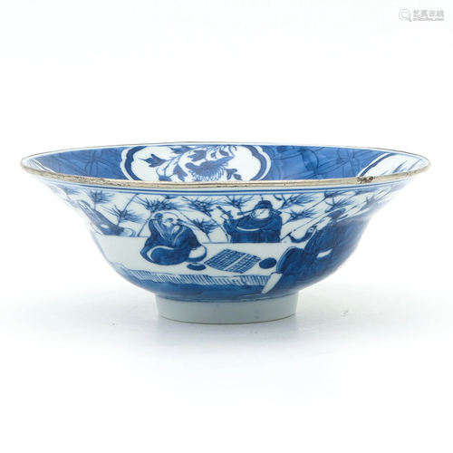 A Blue and White Flared Rim Bowl