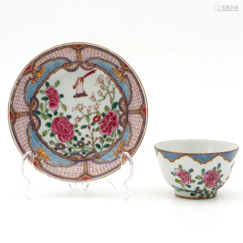 A Famille Rose Cup and Saucer