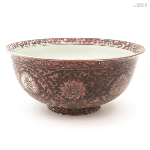 A Purple Glaze Floral Bowl