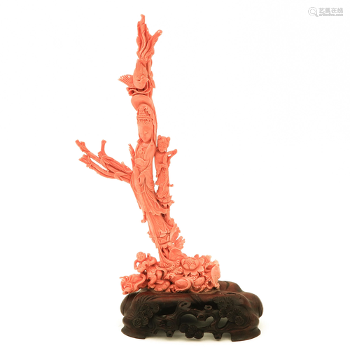 A Carved Red Coral Sculpture