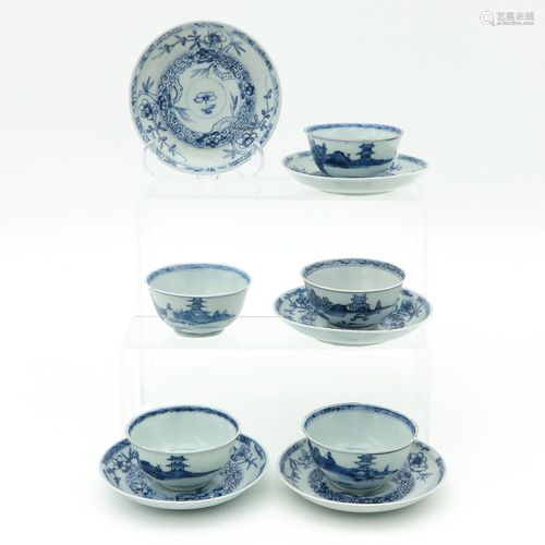 A Set of 5 Cups and Saucers