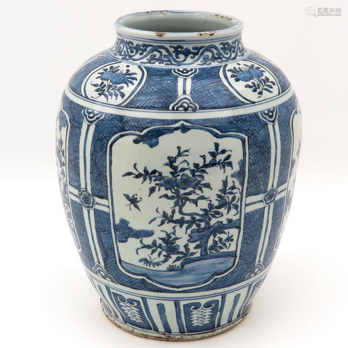 A Large Blue and White Jar