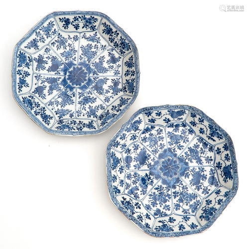 Two Blue and White Plates