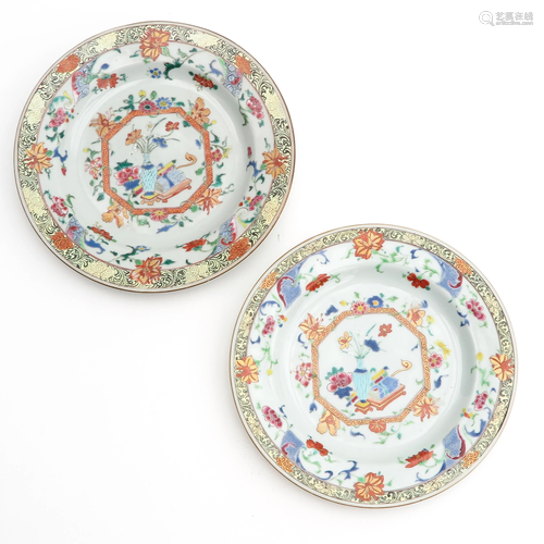 A Pair of Famille Rose Plates