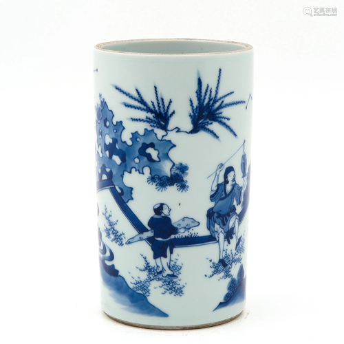 A Blue and White Brush Pot