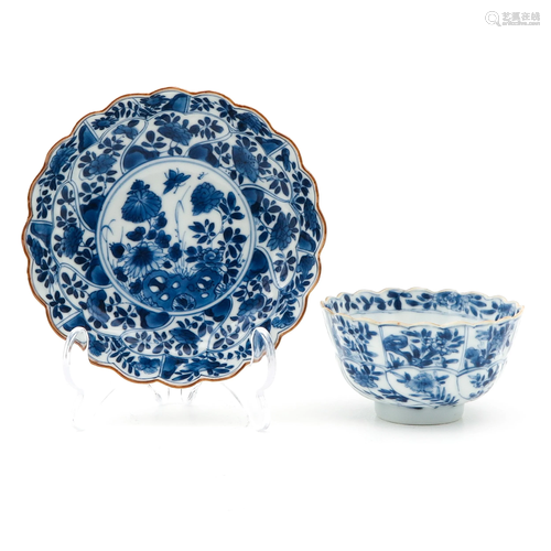 A Blue and White Cup and Saucer