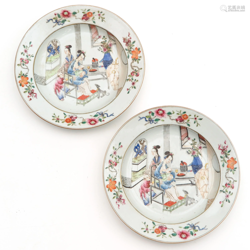 A Pair of Famille Rose Plates