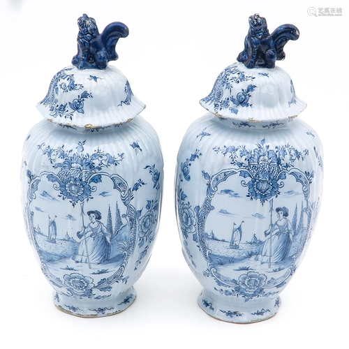 A Pair of European Garniture Vases