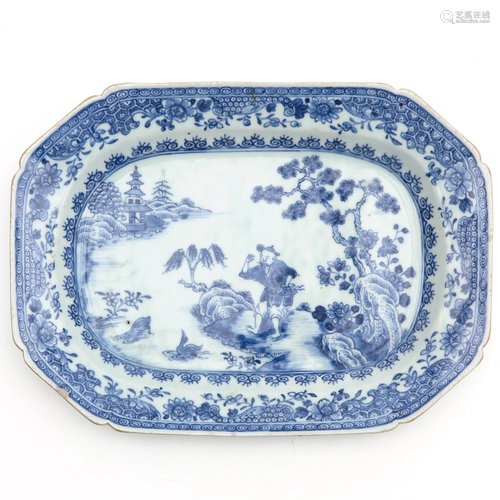 A Blue and White Serving Tray