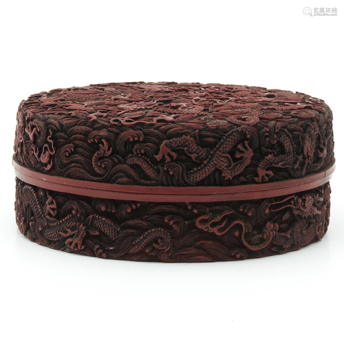 A Carved Cinnabar Box