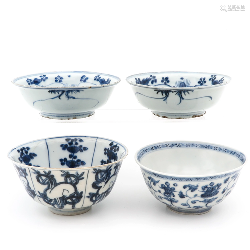 A Lot of 4 Blue and White Bowls