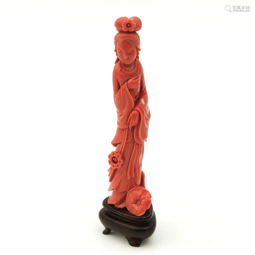 A Carved Red Coral Sculpture