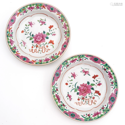 A Pair of Famille Rose Plates