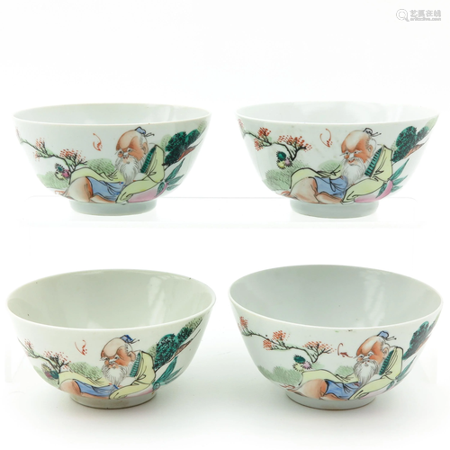 A Series of 4 Polychrome Bowls