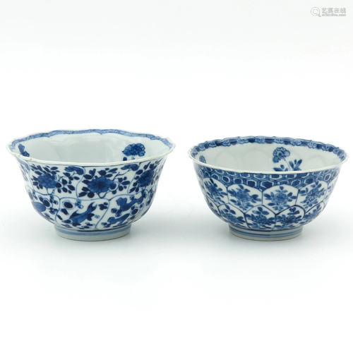 A Pair of Blue and White Bowls