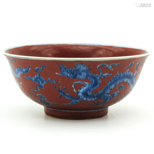 A Red and Blue Dragon Bowl