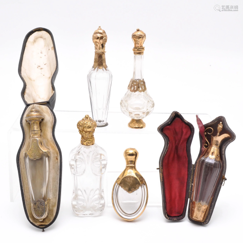 A Lot of 6 Beautiful 19th Century Perfume Bottles