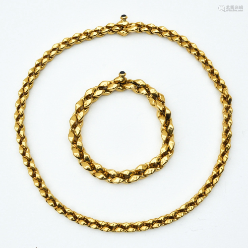 A Chiampesan Necklace and Bracelet in 18KG
