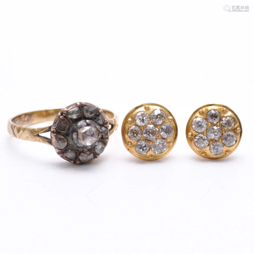A Ladies Diamond Ring and Diamond Earrings