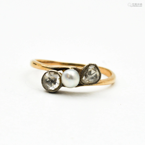 A Ladies Pearl and Diamond Ring
