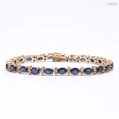 A Ladies 14KG Sapphire and Diamond Bracelet
