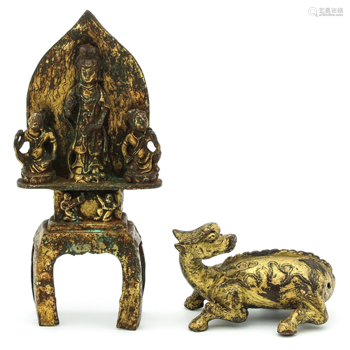 Two Bronze Chinese Figures