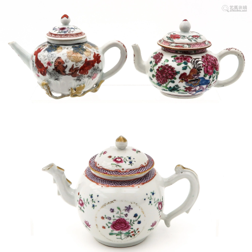 A Collection of Three Teapots