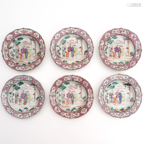 A Series of 6 Famille Rose Plates