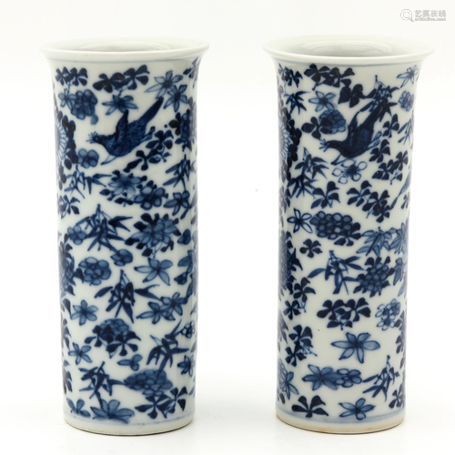 A Pair of Blue and White Vases