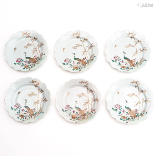 A Series of Six Famille Rose Plates