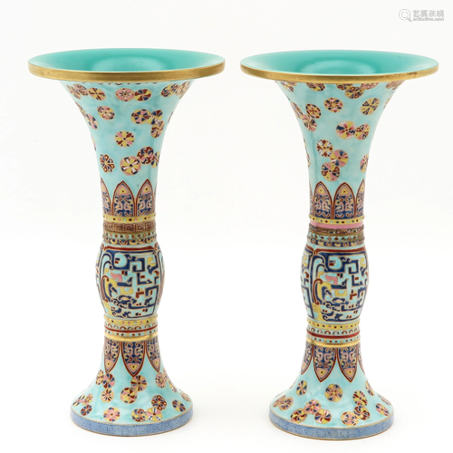 A Pair of Altar Vases