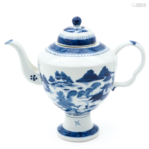 A BLue and White Teapot