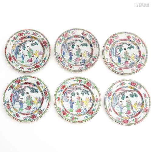 A Series of 6 Famille Rose Plates