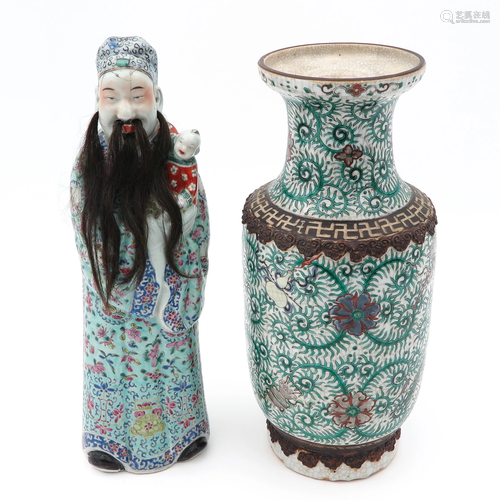 A Chinese Sculpture and Vase