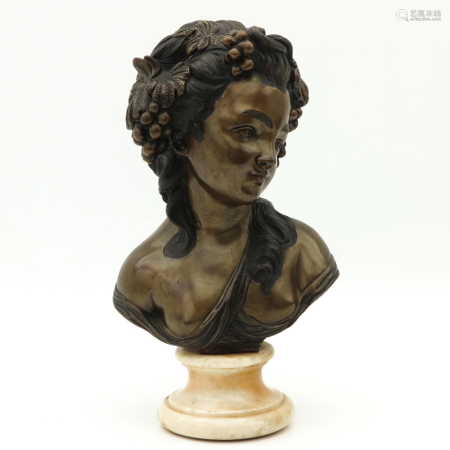 A Bronze Bust on Marble Base