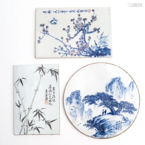 A Collection of 3 Chinese Tiles