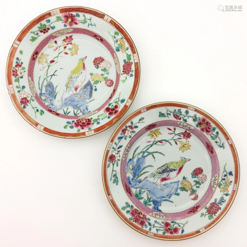 A Pair of Famille Rose Plates