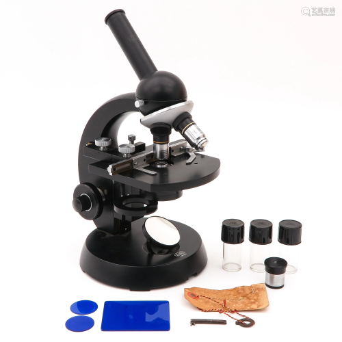 A Microscope with Wood Case