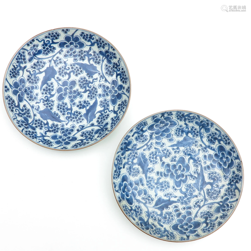 A Pair of Blue and White Plates