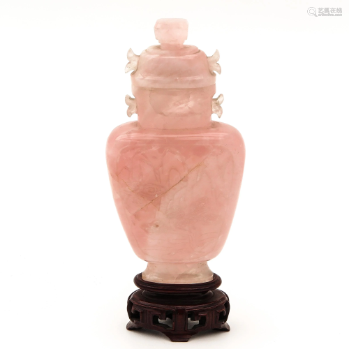 A Carved Quartz Vase with Cover